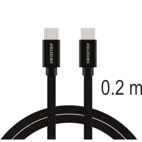CABLU DE DATE SWISSTEN TEXTILE USB-C / USB-C 0.2 M NEGRU