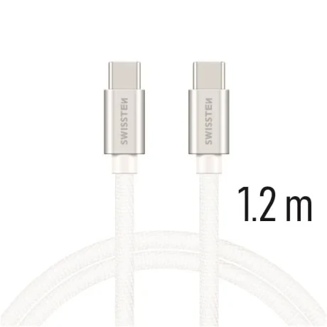 CABLU DE DATE SWISSTEN TEXTILE USB-C / USB-C 1.2 M ARGINTIU