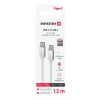 CABLU DE DATE SWISSTEN TEXTILE USB-C / USB-C 1.2 M ARGINTIU