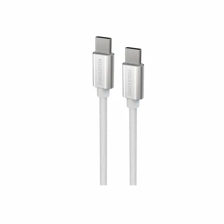 CABLU DE DATE SWISSTEN TEXTILE USB-C / USB-C 1.2 M ARGINTIU