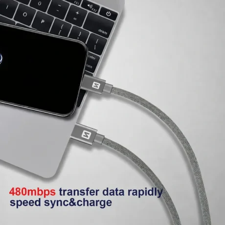 CABLU DE DATE SWISSTEN TEXTILE USB-C / USB-C 1.2 M GRI