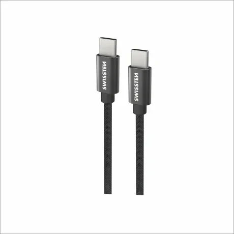 CABLU DE DATE SWISSTEN TEXTILE USB-C / USB-C 1.2 M NEGRU
