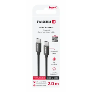 CABLU DE DATE SWISSTEN TEXTILE USB-C / USB-C 2.0 M NEGRU