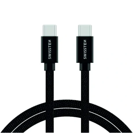 CABLU DE DATE SWISSTEN TEXTILE USB-C / USB-C 2.0 M NEGRU
