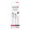 CABLU DE DATE SWISSTEN TEXTILE USB-C / USB-C 3.0 M ARGINTIU