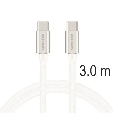 CABLU DE DATE SWISSTEN TEXTILE USB-C / USB-C 3.0 M ARGINTIU