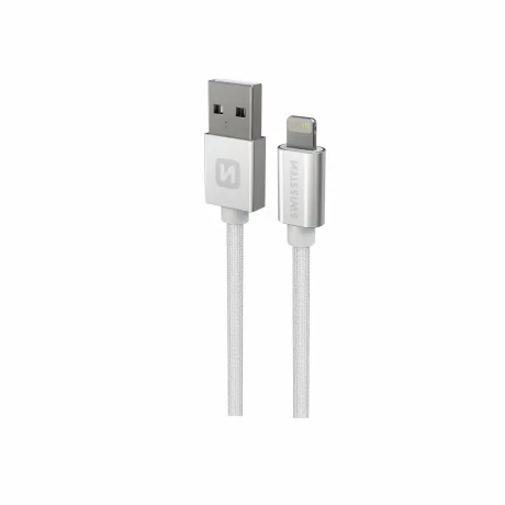CABLU DE DATE SWISSTEN TEXTILE USB / LIGHTNING 1.2 M ARGINTIU