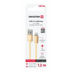 CABLU DE DATE SWISSTEN TEXTILE USB / LIGHTNING 1.2 M AUR