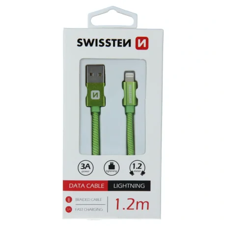 CABLU DE DATE SWISSTEN TEXTILE USB / LIGHTNING 1.2 M VERDE