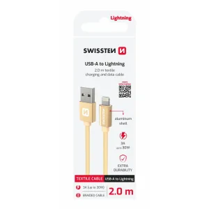CABLU DE DATE SWISSTEN TEXTILE USB / LIGHTNING 2.0 M AUR