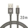 CABLU DE DATE SWISSTEN TEXTILE USB / LIGHTNING 2.0 M GRI
