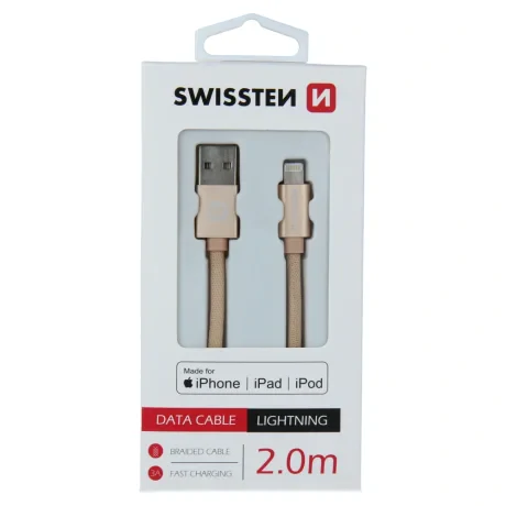 CABLU DE DATE SWISSTEN TEXTILE USB / LIGHTNING MFi 2.0 M AUR