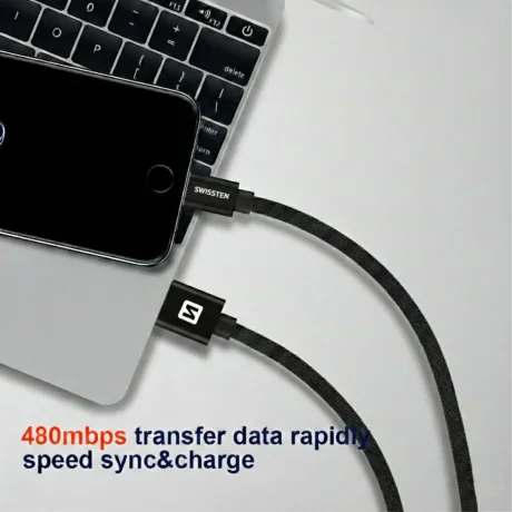 CABLU DE DATE SWISSTEN TEXTILE USB / MICRO USB 2.0 M NEGRU