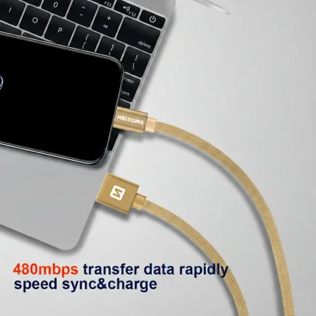 CABLU DE DATE SWISSTEN TEXTILE USB / USB-C 1.2 M AUR