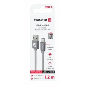 CABLU DE DATE SWISSTEN TEXTILE USB / USB-C 1.2 M GRI