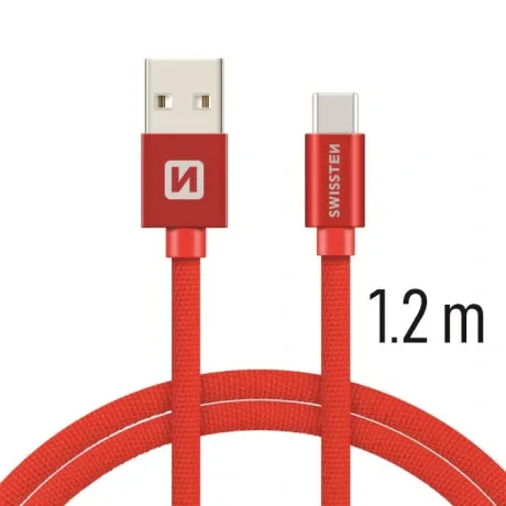CABLU DE DATE SWISSTEN TEXTILE USB / USB-C 1.2 M ROȘU