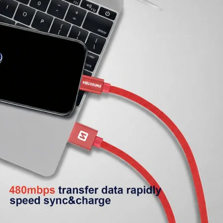 CABLU DE DATE SWISSTEN TEXTILE USB / USB-C 2.0 M ROȘU
