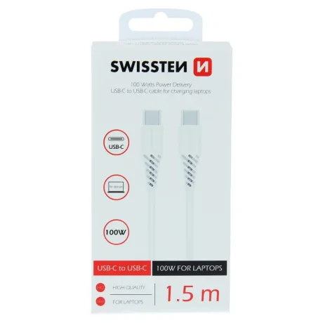 CABLU DE DATE SWISSTEN TPE USB-C/USB-C ALIMENTARE 5A (100W) 1.5 M ALB