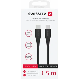 CABLU DE DATE SWISSTEN TPE USB-C/USB-C ALIMENTARE 5A (100W) 1.5 M NEGRU