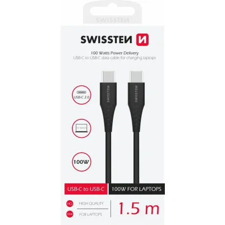 CABLU DE DATE SWISSTEN TPE USB-C/USB-C ALIMENTARE 5A (100W) 1.5 M NEGRU