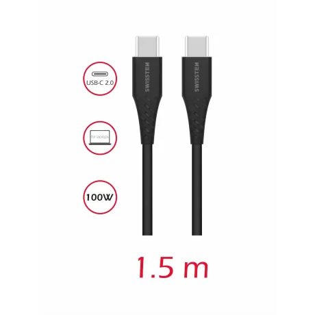 CABLU DE DATE SWISSTEN TPE USB-C/USB-C ALIMENTARE 5A (100W) 1.5 M NEGRU