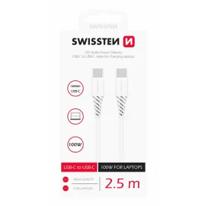 CABLU DE DATE SWISSTEN TPE USB-C/USB-C ALIMENTARE 5A (100W) 2.5 M ALB
