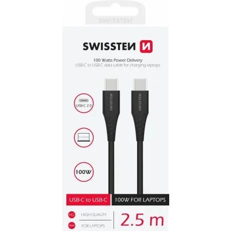 CABLU DE DATE SWISSTEN TPE USB-C/USB-C ALIMENTARE 5A (100W) 2.5 M NEGRU