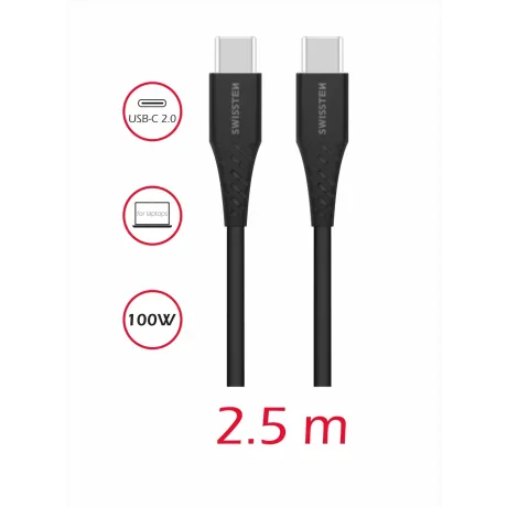 CABLU DE DATE SWISSTEN TPE USB-C/USB-C ALIMENTARE 5A (100W) 2.5 M NEGRU