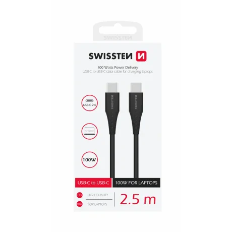 CABLU DE DATE SWISSTEN TPE USB-C/USB-C ALIMENTARE 5A (100W) 2.5 M NEGRU