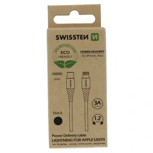 CABLU DE DATE SWISSTEN USB-C/LIGHTNING NEGRU 1.2M (PACHET ECO)