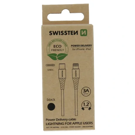 CABLU DE DATE SWISSTEN USB-C/LIGHTNING NEGRU 1.2M (PACHET ECO)