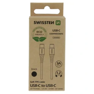 CABLU DE DATE SWISSTEN USB-C/USB-C NEGRU 1.2M (PACHET ECO)