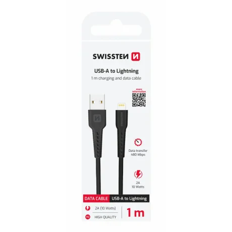 CABLU DE DATE SWISSTEN USB / LIGHTNING 1.0 M NEGRU