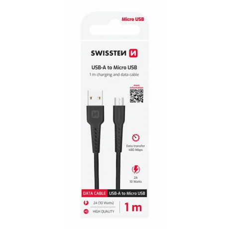 CABLU DE DATE SWISSTEN USB / MICRO USB 1.0 M NEGRU