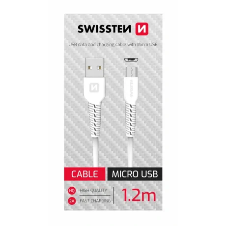 CABLU DE DATE SWISSTEN USB / MICRO USB 1.2 M ALB (SWISSTEN CDU BOX)