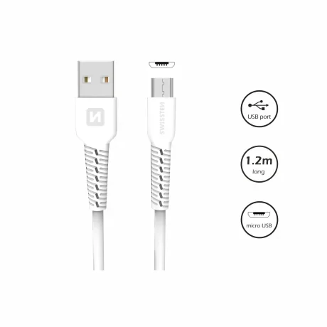 CABLU DE DATE SWISSTEN USB / MICRO USB 1.2 M ALB (SWISSTEN CDU BOX)