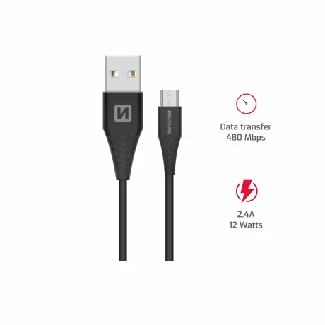 CABLU DE DATE SWISSTEN USB / MICRO USB 1.5 M NEGRU (6.5mm)