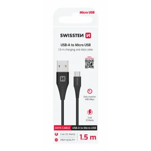 CABLU DE DATE SWISSTEN USB / MICRO USB 1.5 M NEGRU (6.5mm)