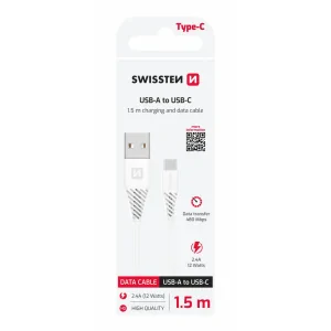 CABLU DE DATE SWISSTEN USB / USB-C ALB 1.5 M (7mm)