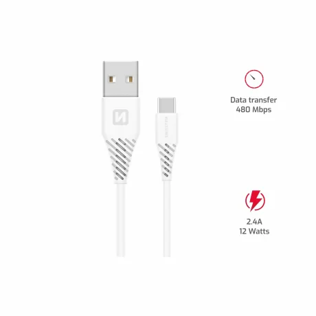 CABLU DE DATE SWISSTEN USB / USB-C ALB 1.5 M (7mm)