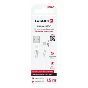 CABLU DE DATE SWISSTEN USB / USB-C ALB 1.5 M (9mm)