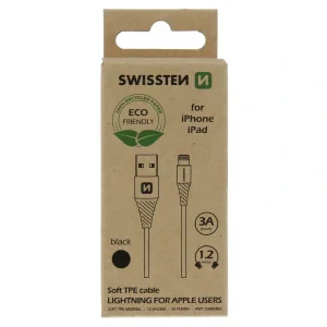 CABLU DE DATE SWISSTEN USB/LIGHTNING NEGRU 1.2M (PACHET ECO)