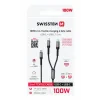 Cablu de încărcare SWISSTEN 2 în 1 100W USB-C / 2x USB-C 1,5 M Negru