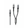 Cablu de încărcare SWISSTEN 2 în 1 100W USB-C / 2x USB-C 1,5 M Negru