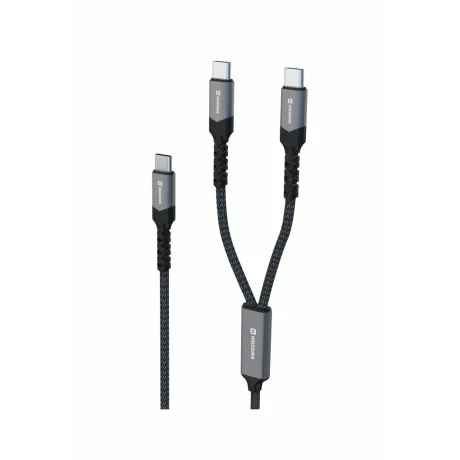 Cablu de încărcare SWISSTEN 2 în 1 100W USB-C / 2x USB-C 1,5 M Negru