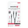 Cablu de încărcare SWISSTEN 2 în 1 100W USB-C / USB-C + LIGHTNING 1,5 m negru