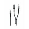 Cablu de încărcare SWISSTEN 2 în 1 100W USB-C / USB-C + LIGHTNING 1,5 m negru