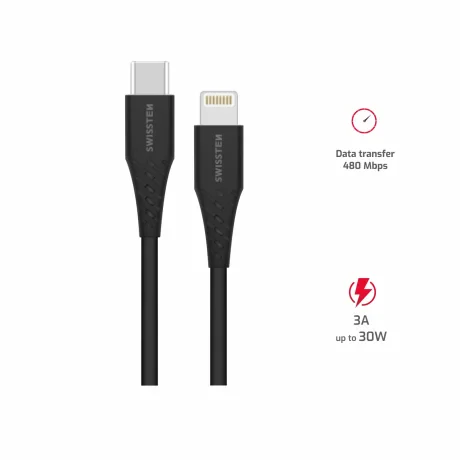 CABLU DE ÎNCĂRCARE SWISSTEN USB-C / LIGHTNING 1.0 M NEGRU 