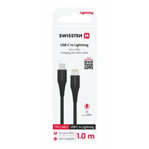 CABLU DE ÎNCĂRCARE SWISSTEN USB-C / LIGHTNING 1.0 M NEGRU 