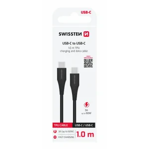 CABLU DE ÎNCĂRCARE SWISSTEN USB-C / USB-C 1.0 M NEGRU 